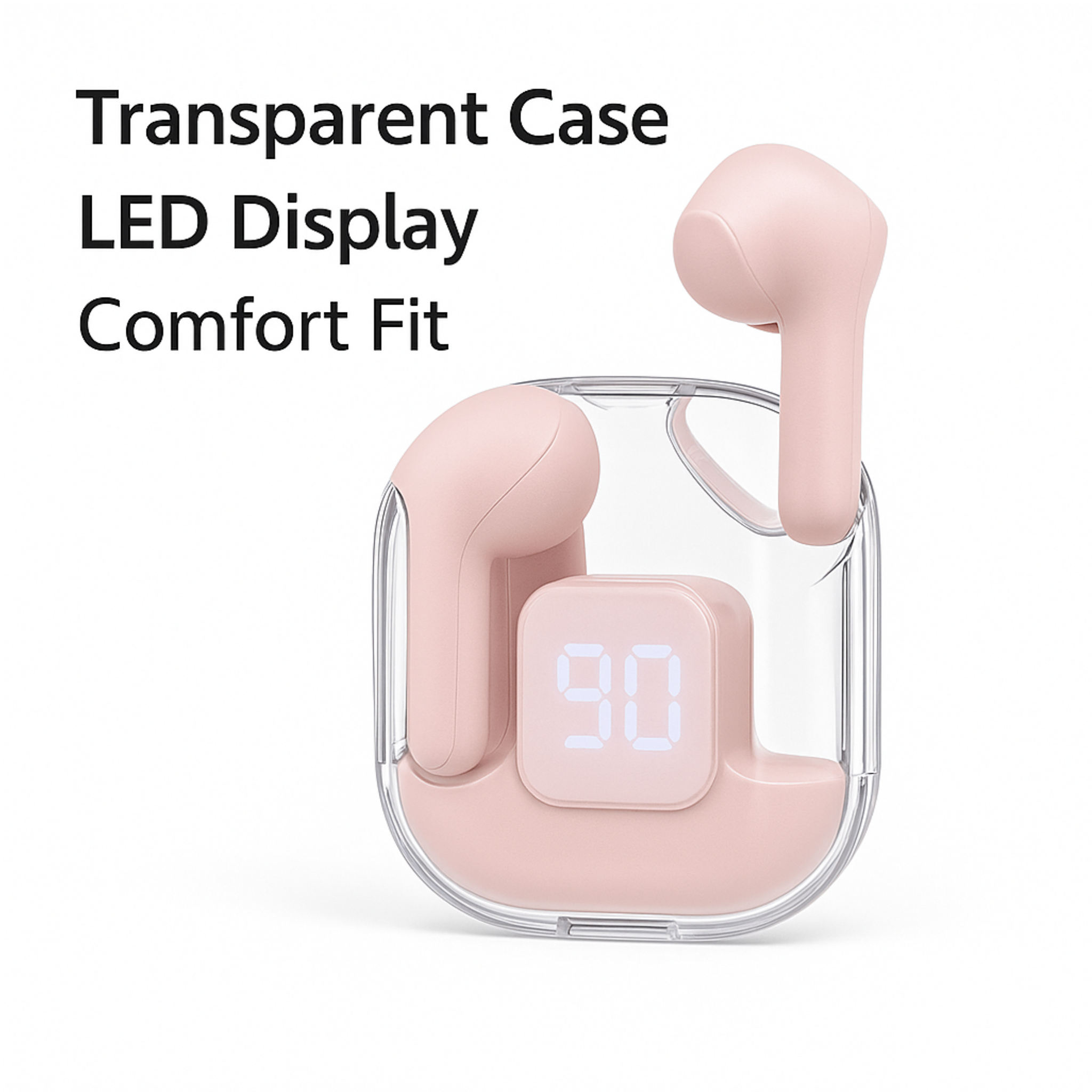 T2 Transparent Bluetooth & Wireless Earbuds – HiFi Sound & LED Display - Shantechs