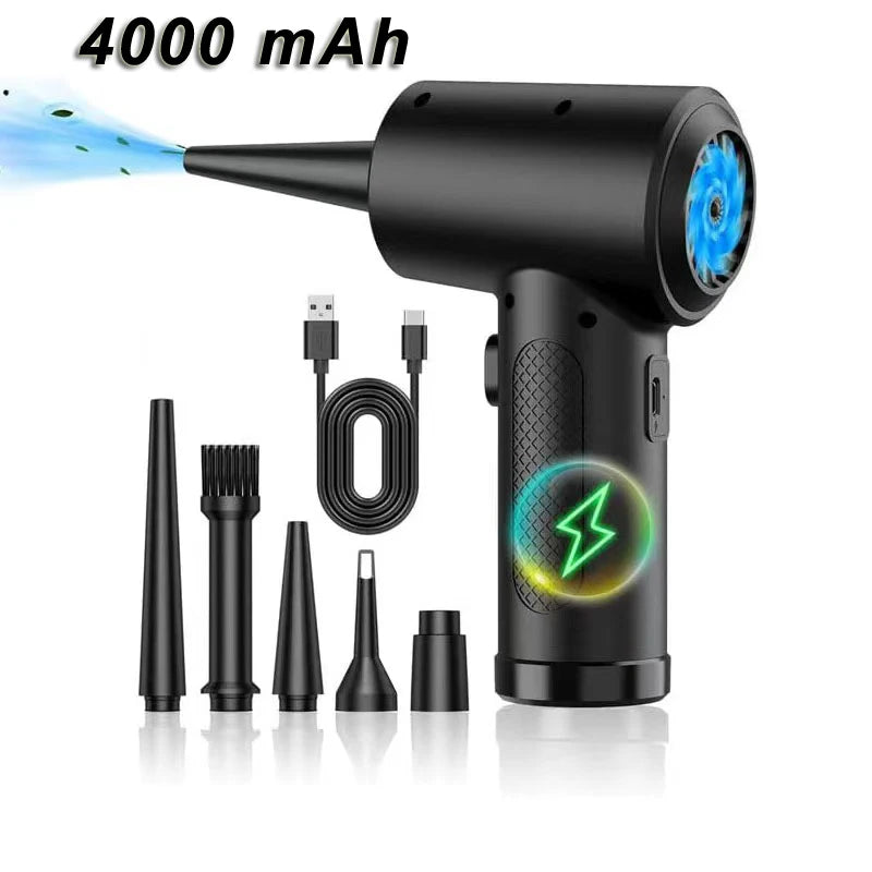 Cordless Air Duster – 51000RPM, LED Light, 4000mAh Battery | USB-C Rechargeable Cleaner - Shantechs