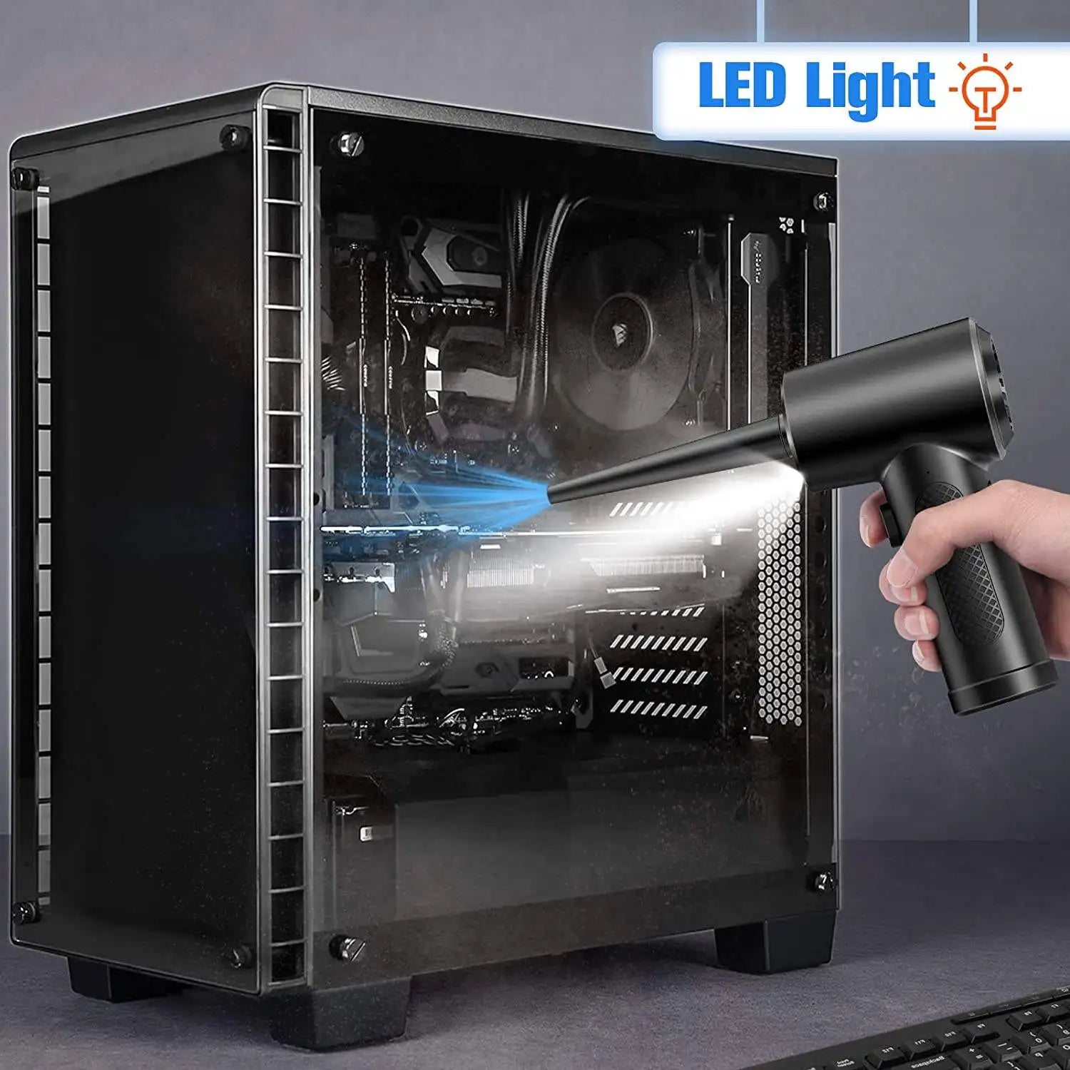 Cordless Air Duster – 51000RPM, LED Light, 4000mAh Battery | USB-C Rechargeable Cleaner - Shantechs