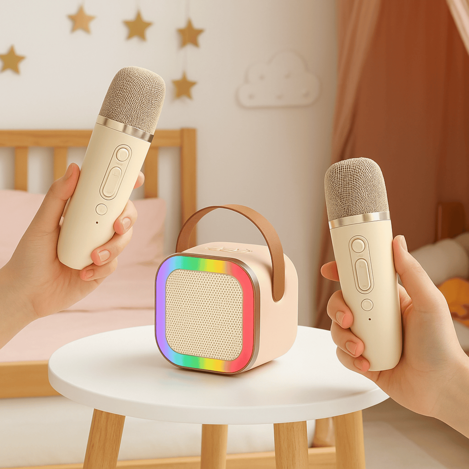 K12 Portable Karaoke Machine – Bluetooth 5.3 PA Speaker with Wireless Mics for Home & Kids