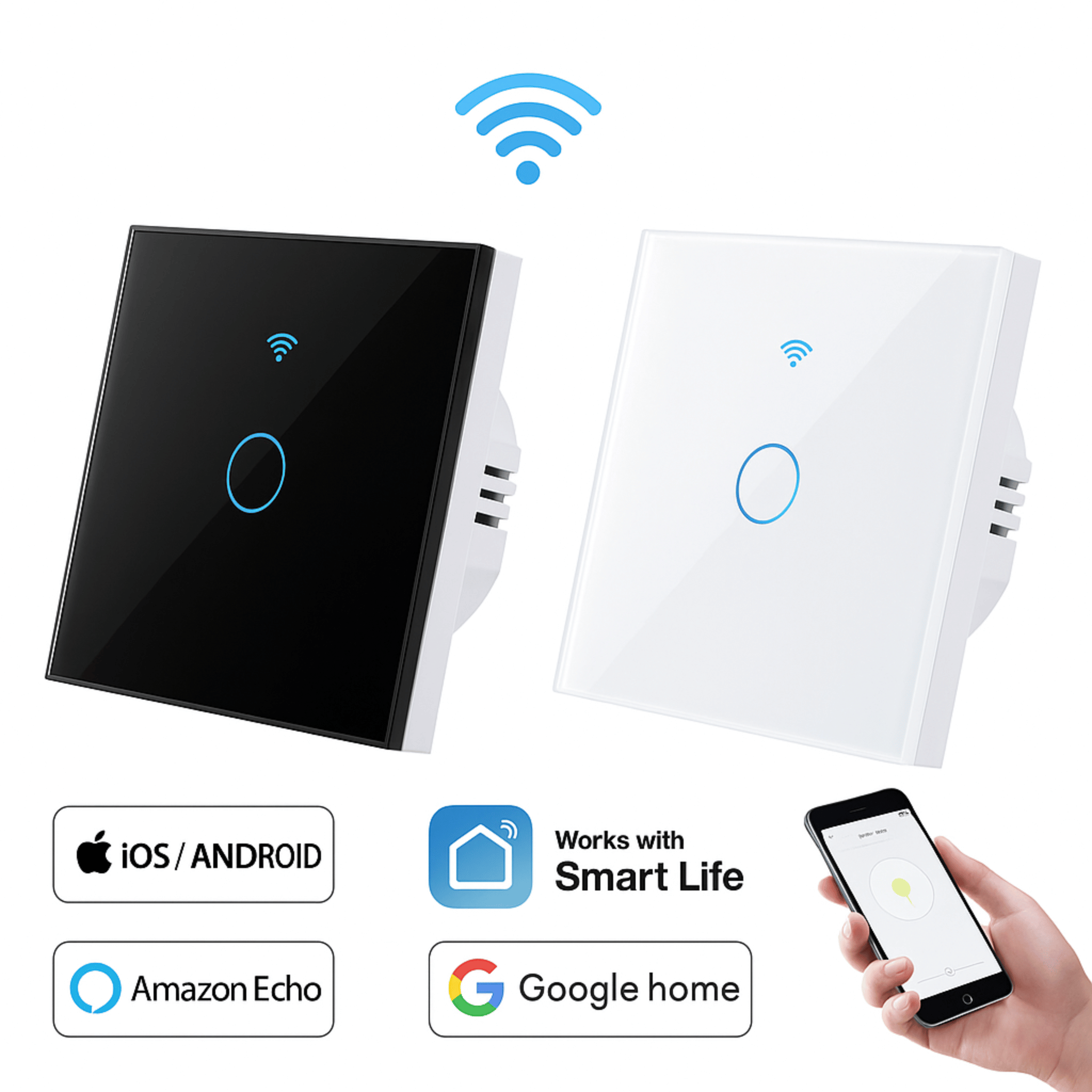 Tuya Smart WiFi Light Switch – No Neutral Needed, RF Remote & App Control | Alexa Compatible - Shantechs
